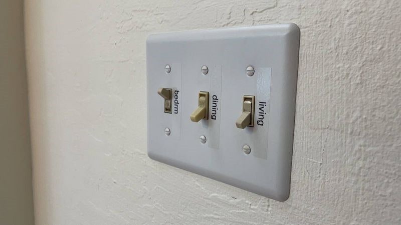 The house is big and the switches are many so we've conveniently labeled everything.