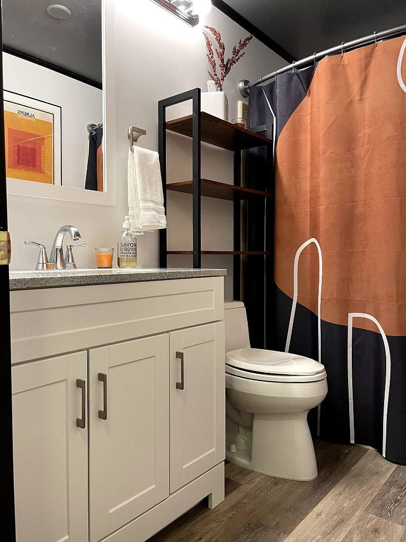 Under sink cabinets and under-sink drawers where you'll find a few amenities and cleaning supplies.