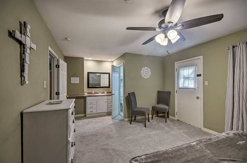 Master bedroom with a view of the sitting and dressing area