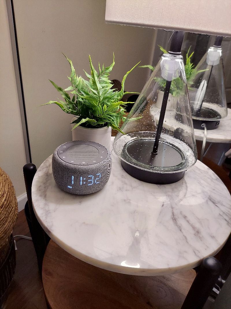 The Bedroom Amenities (clock and lamps).