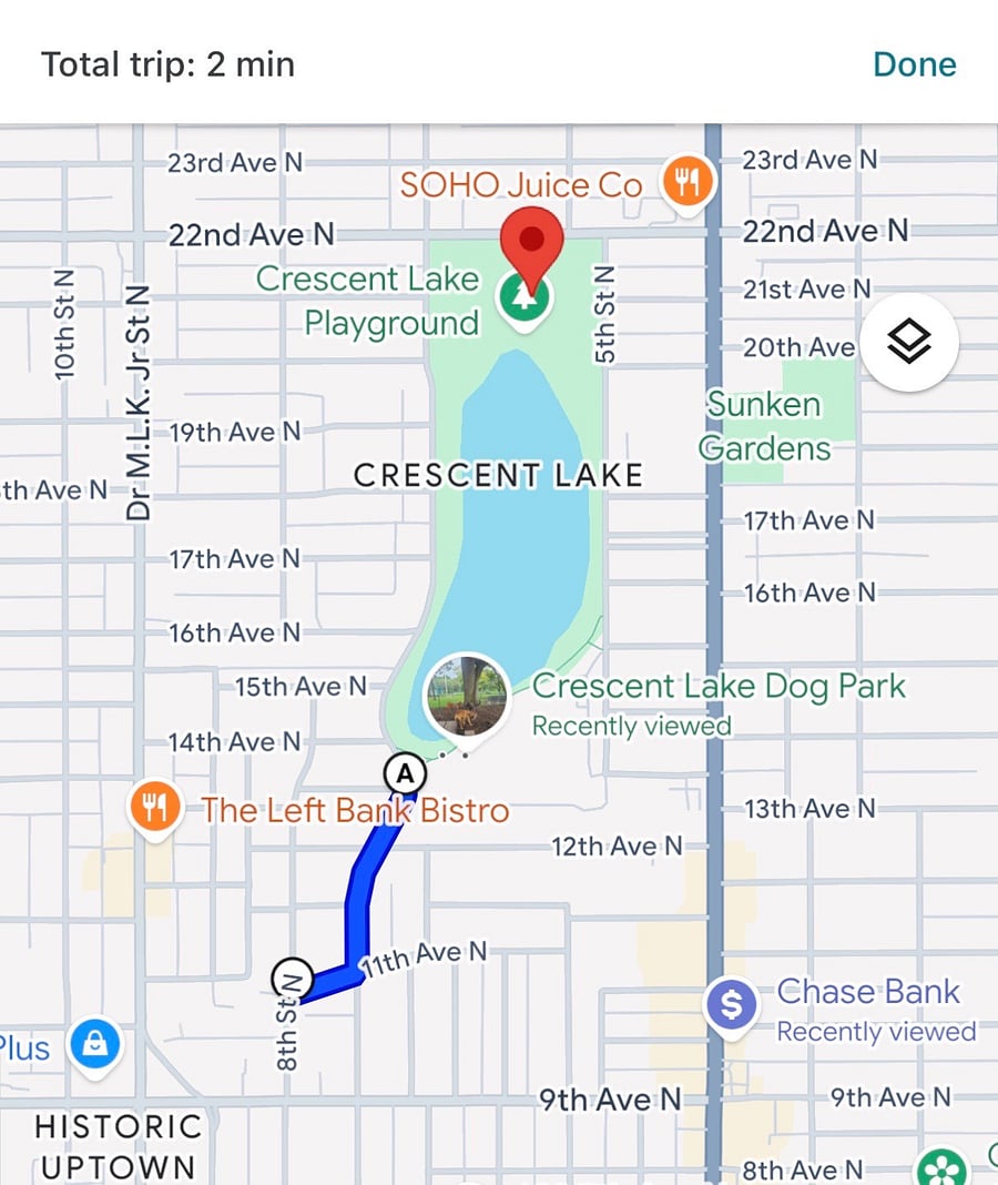 nearby park (2-min walk)