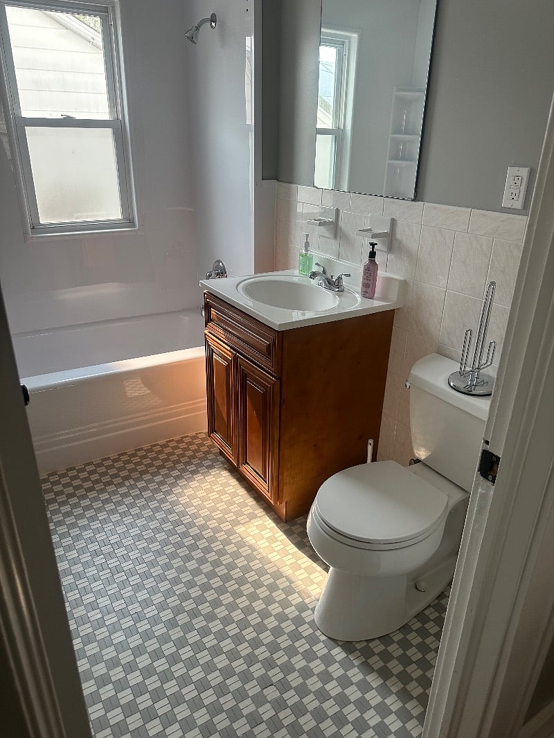 Bathroom with tub shower combo