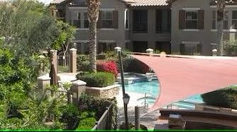 View from patio of pool area.