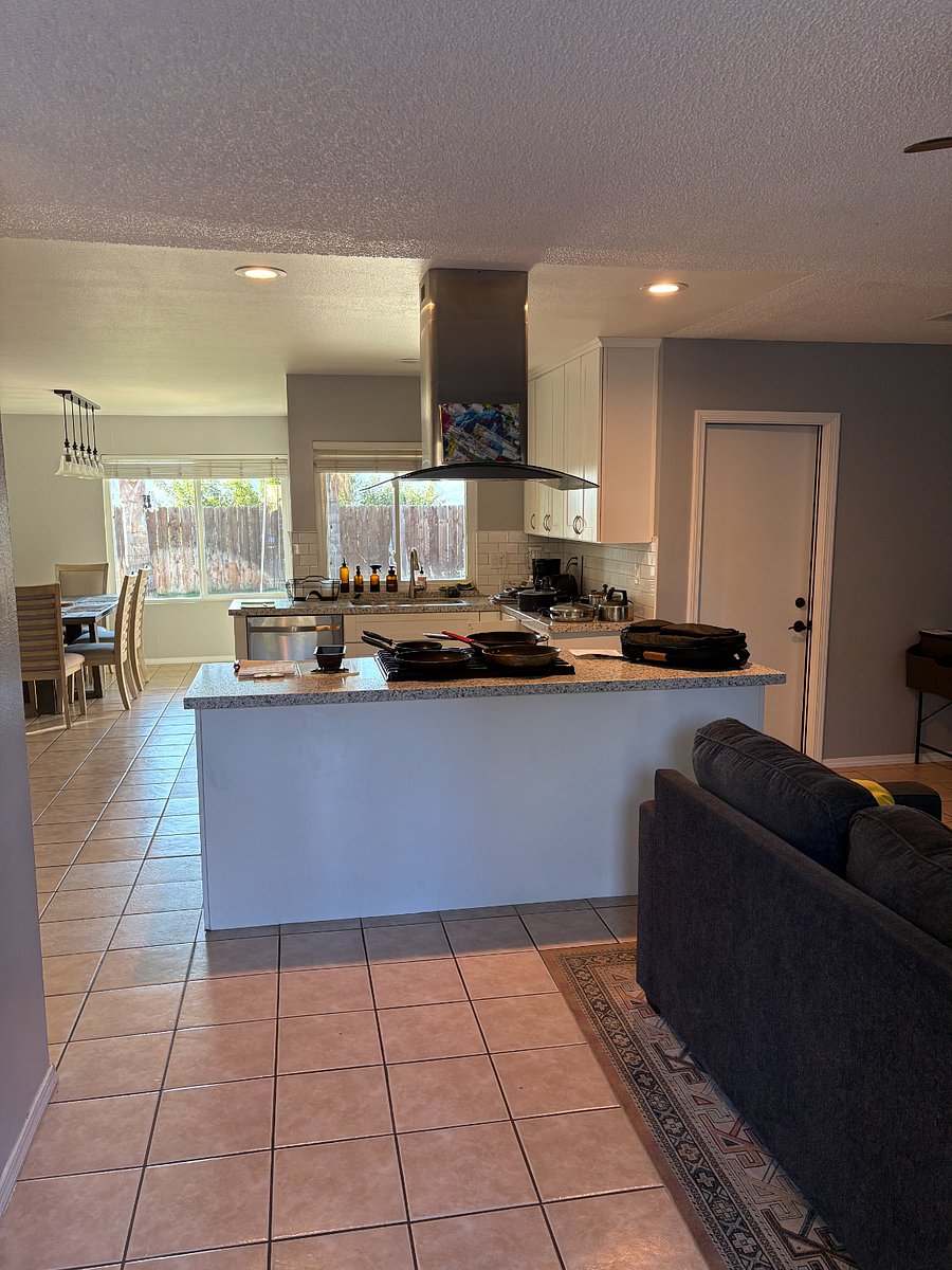 Open floor plan from front door to back. Living room, kitchen and dining room are all part of this lovely space.