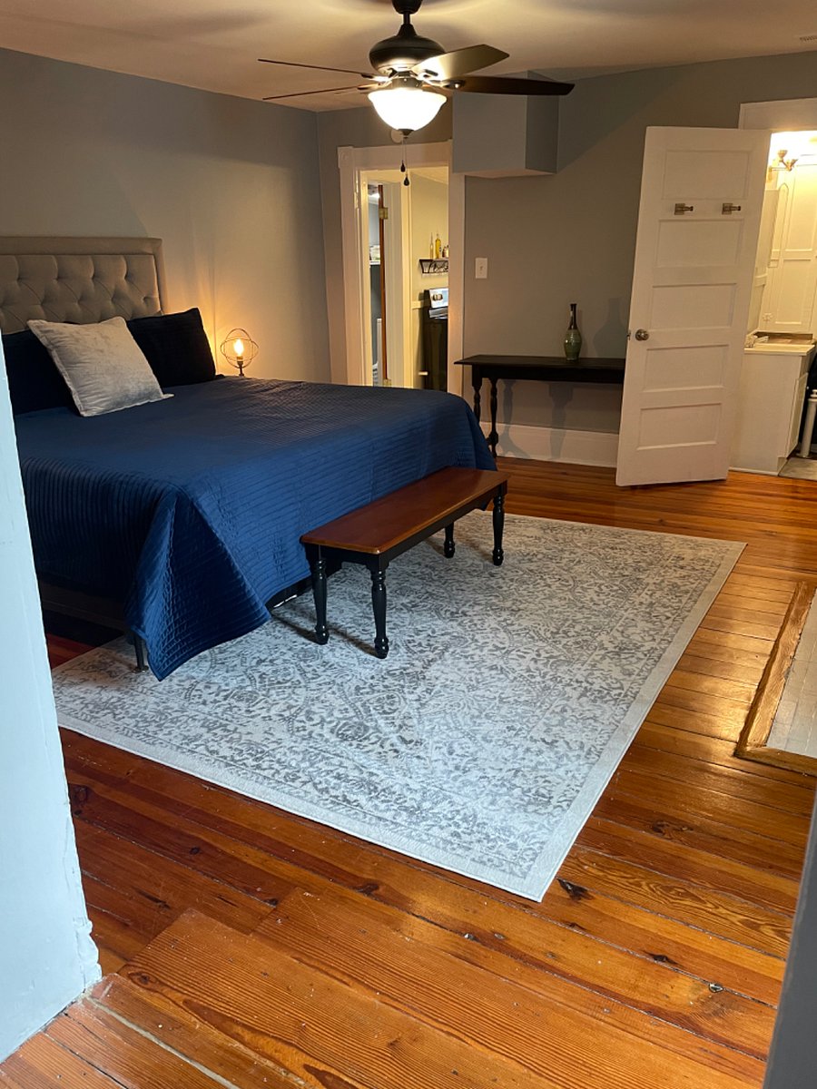 King bed in large bedroom