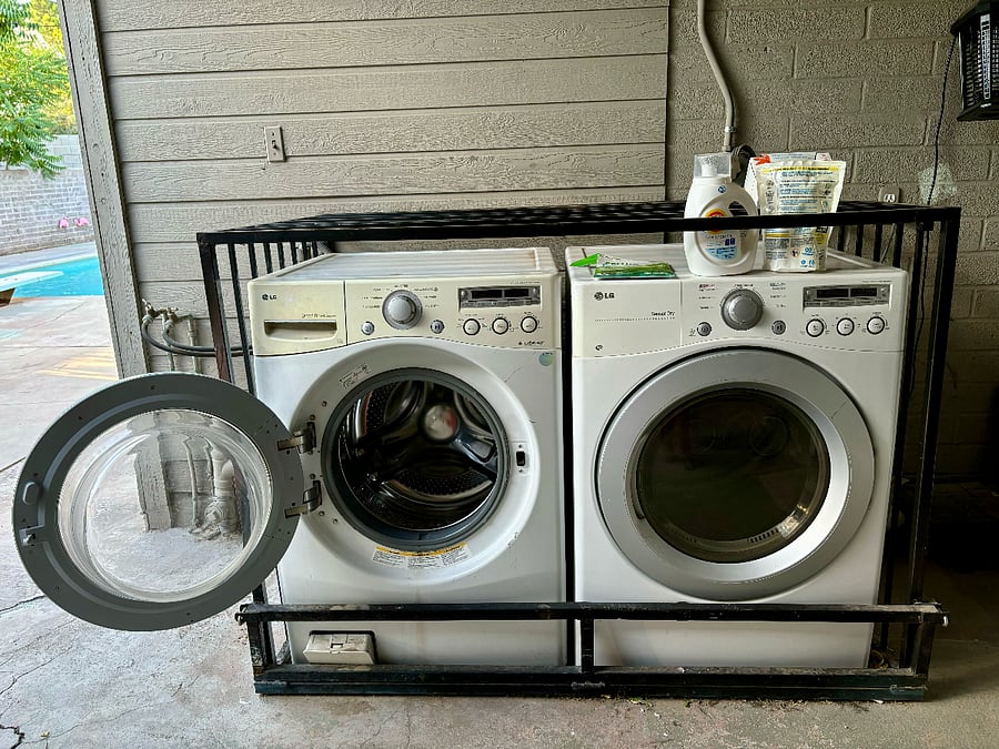 Washer and Dryer is outside, and available whenever.