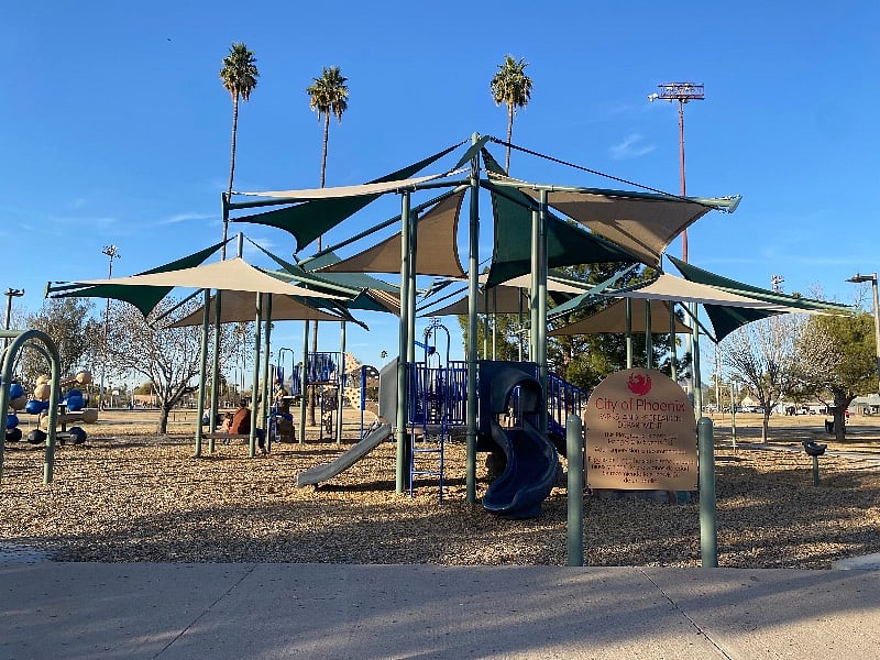 Play ground at Coronado park, which is a 5-minute walk away. The park also has tennis courts, a pool, and sports field.