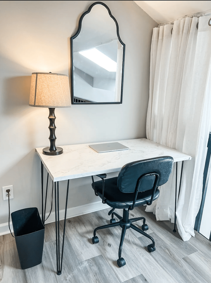 Loft area dedicated workspace and/or vanity. *Laptop not included