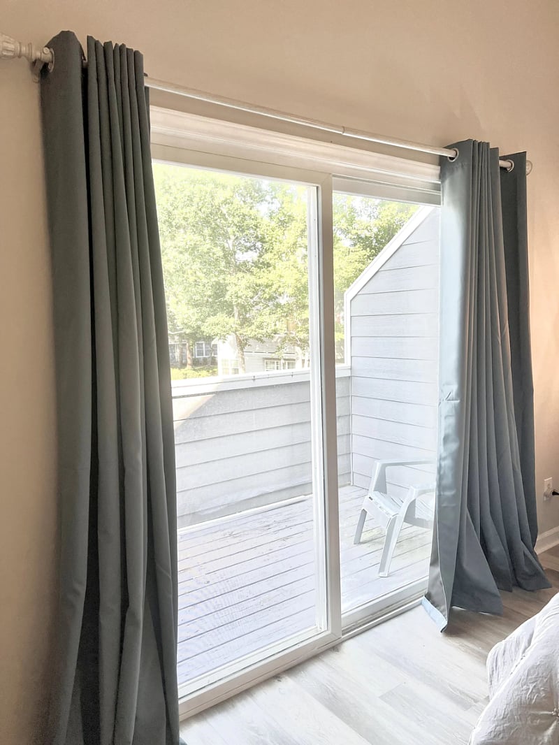 Access to a large balcony off of the primary bedroom. Blackout curtains completely remove sunlight from room.