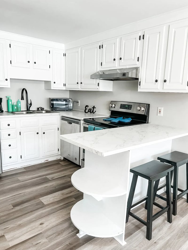 Cozy kitchen stocked with basic necessities to make the loft your home during your stay.