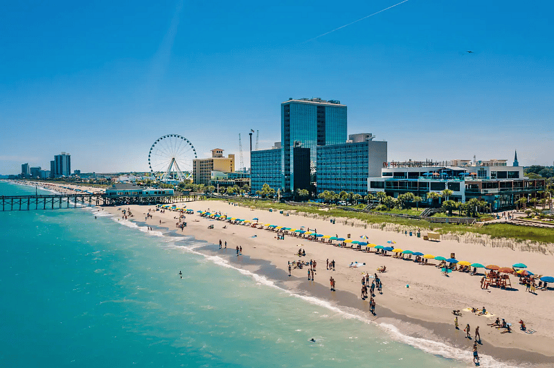 Short, safe walk to beach (.4mi). Short drive to popular attractions around Myrtle Beach (5 mins to Family Kingdom)!