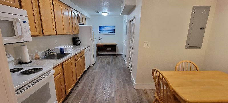 Kitchen from bedroom door view