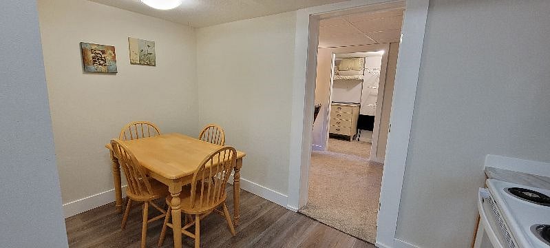 Dining table and bedroom door