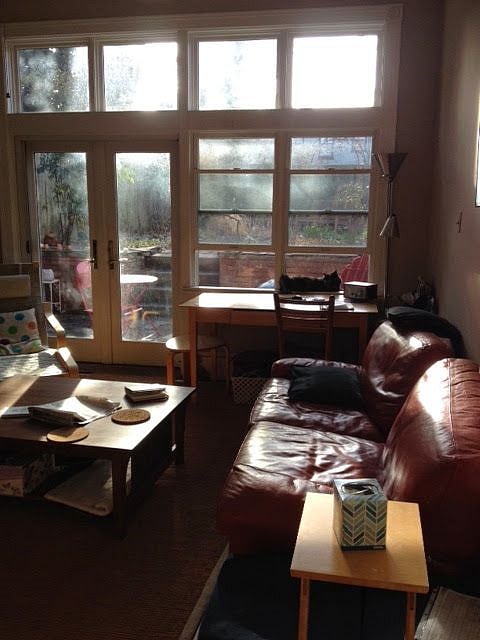 Back room facing garden where I have my desk