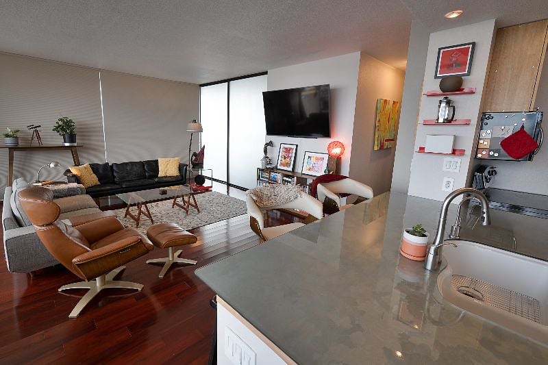 View of the living room from the kitchen