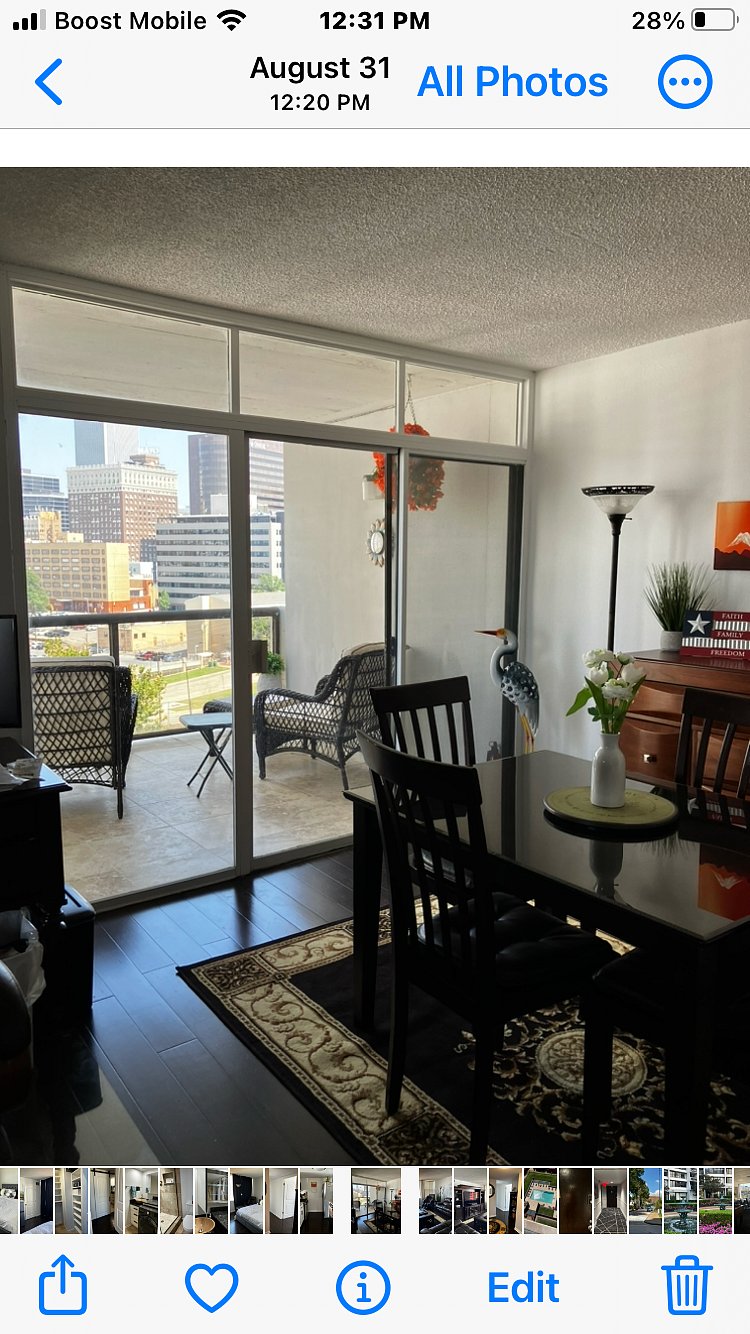 Dining area looking out to balcony