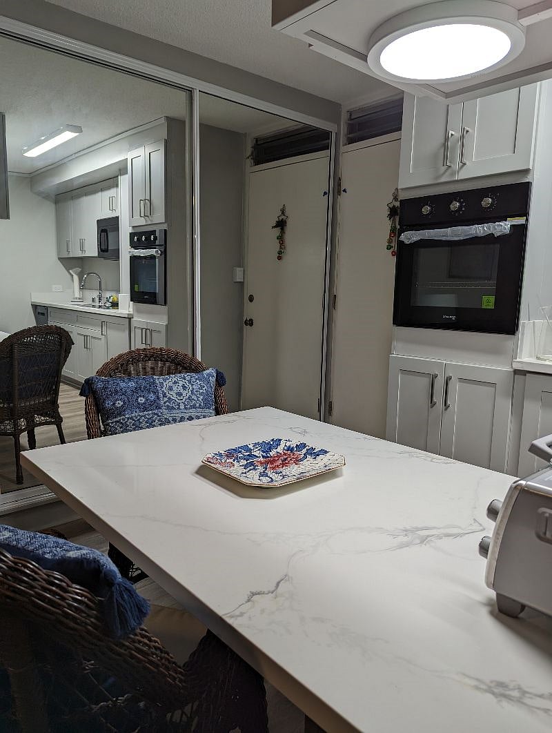 Wall oven, Large double sliding mirrored pantry doors