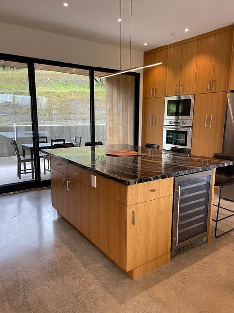 Marble Kitchen Island/ Wine Fridge