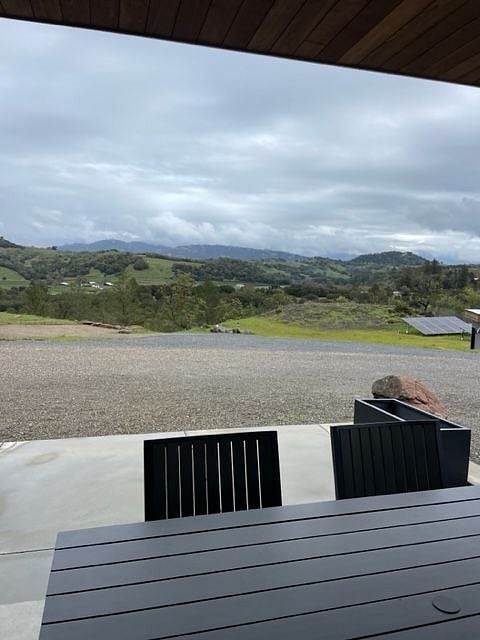 View from front, heated patio