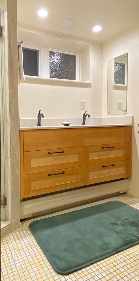 Newly remodeled bathroom with double vanity