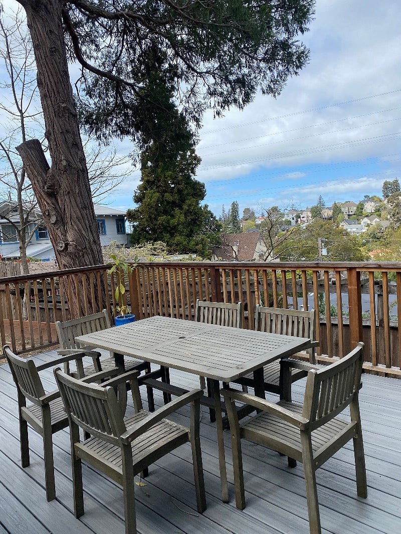 Deck with BBQ at the bottom of the property