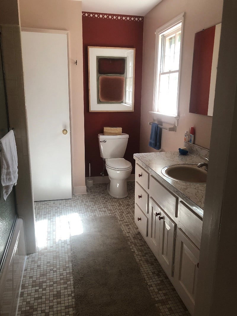 Bathroom, with new toilet and linen closet.