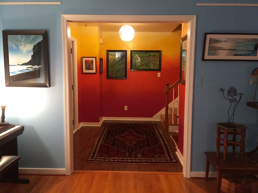 The Living Room and Hallway of the home make it clear an artist lives here!