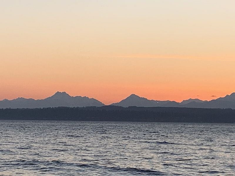 Sunsets - almost every night! And view westward toward Olympic Mountains, Puget Sound