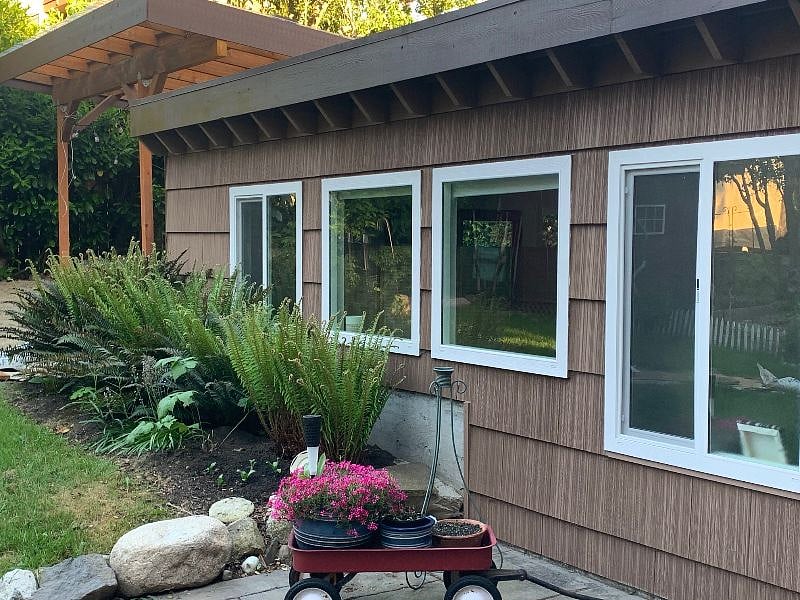 Studio from the outside facing our backyard.