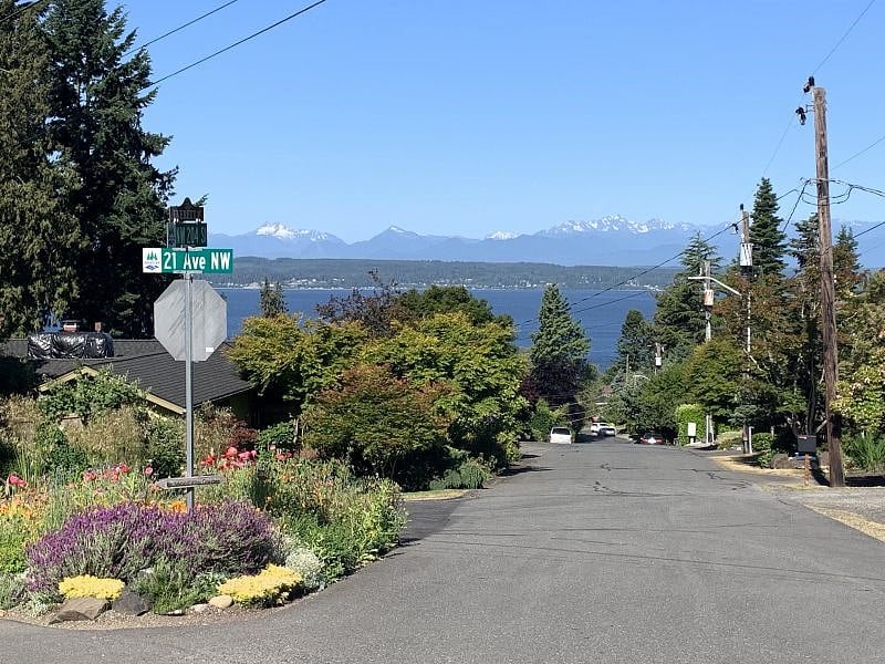View from our street to the Puget Sound and the Olympic Mountains