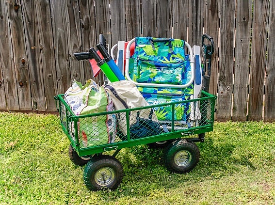 Some beach chairs and wagon