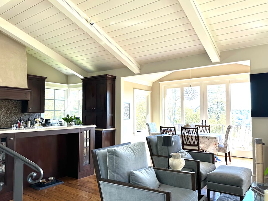 Marvin windows and doors and Velux skylights envelop the main living area.