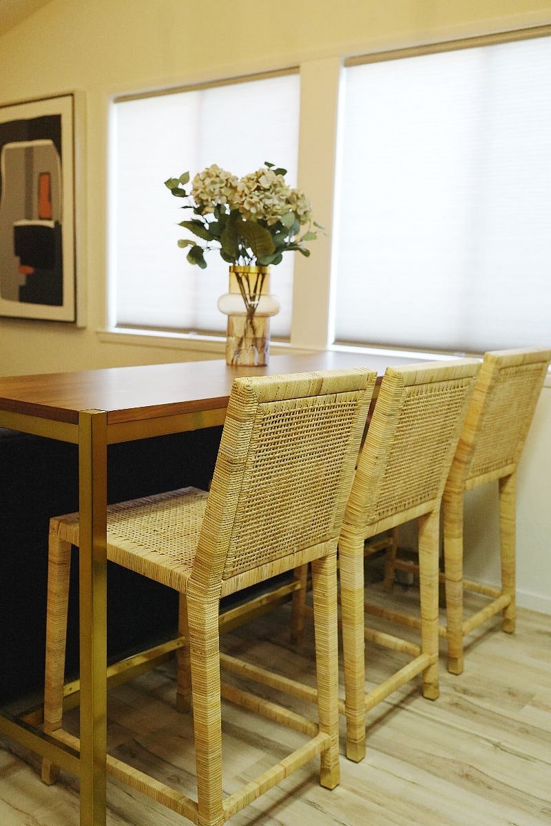 secondary workspace for 3 people, also doubles as dining table