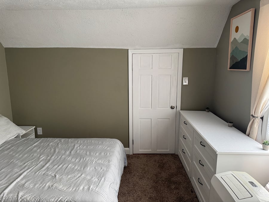Bedroom B (2nd of the 3 available rooms). This is also the third floor, which has a newly constructed half bath on the same floor)