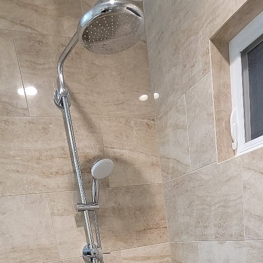Rain head shower.