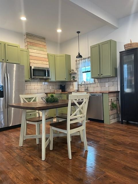 Dining, kitchen space.