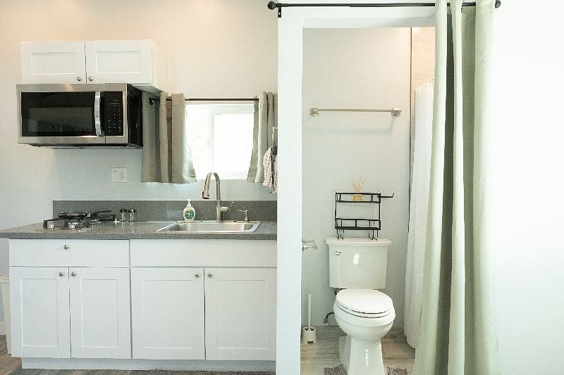Kitchenette and bathroom