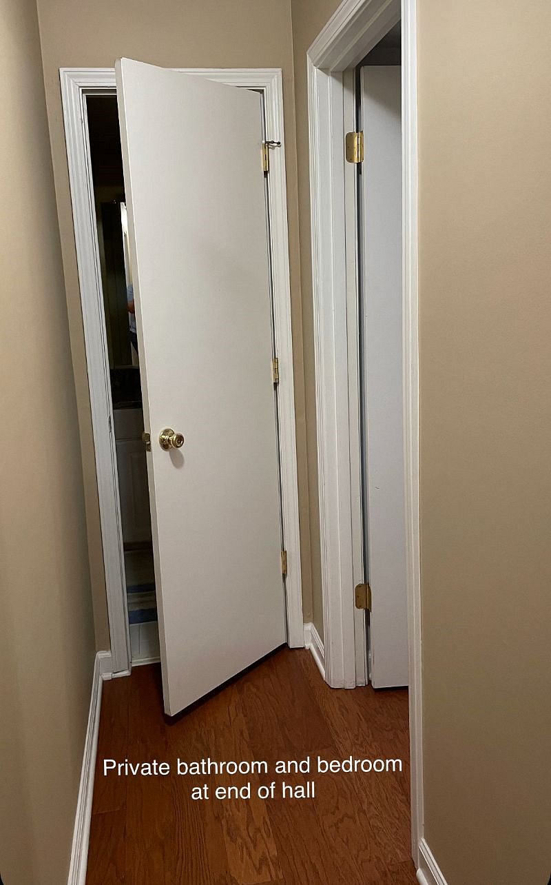 Private room and bathroom at the end of the upstairs hallway