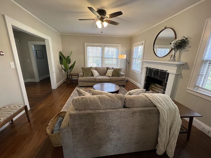 Living room with big, comfy couches.