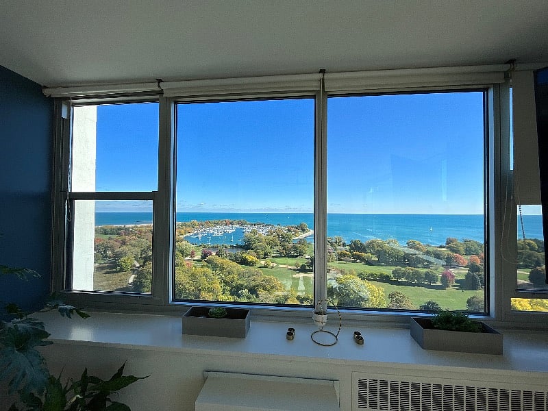 East facing Living Room view of Montrose Harbor