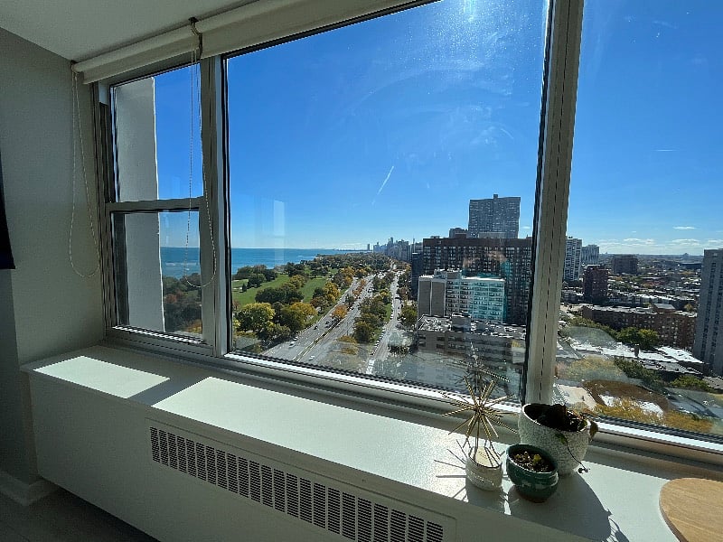 South Facing Living Room view of DT Chicago