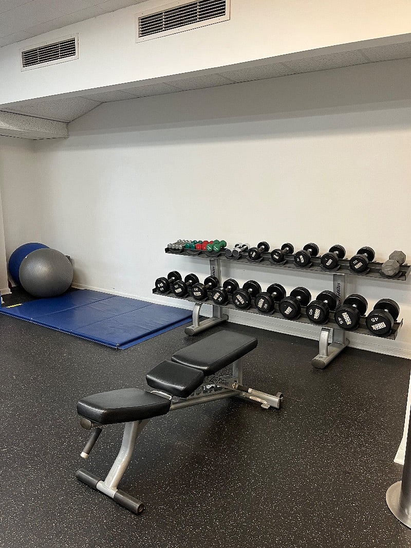 in building gym, 24 hours (free)