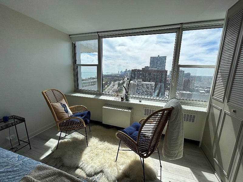 your seated area in bedroom with Amazing Views! Facing South