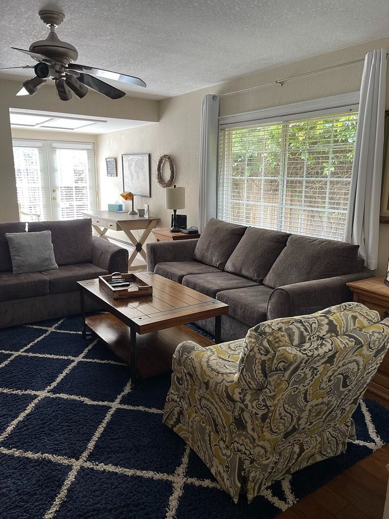 The comfy couch in the family room.