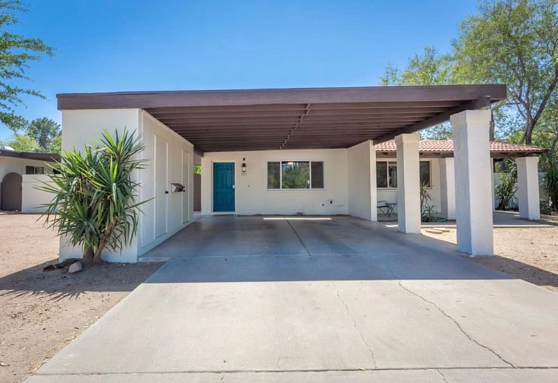 Covered carport. Parking is on the left.