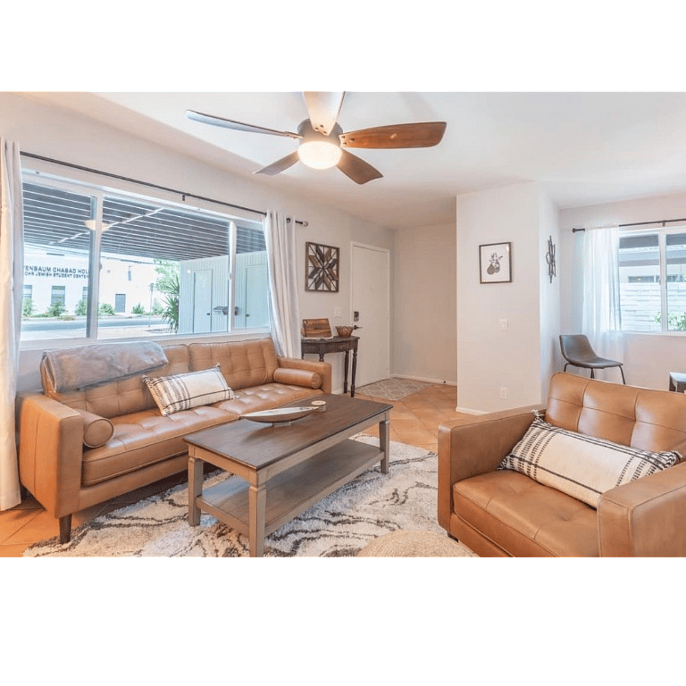 New comfortable leather couches and chair.
