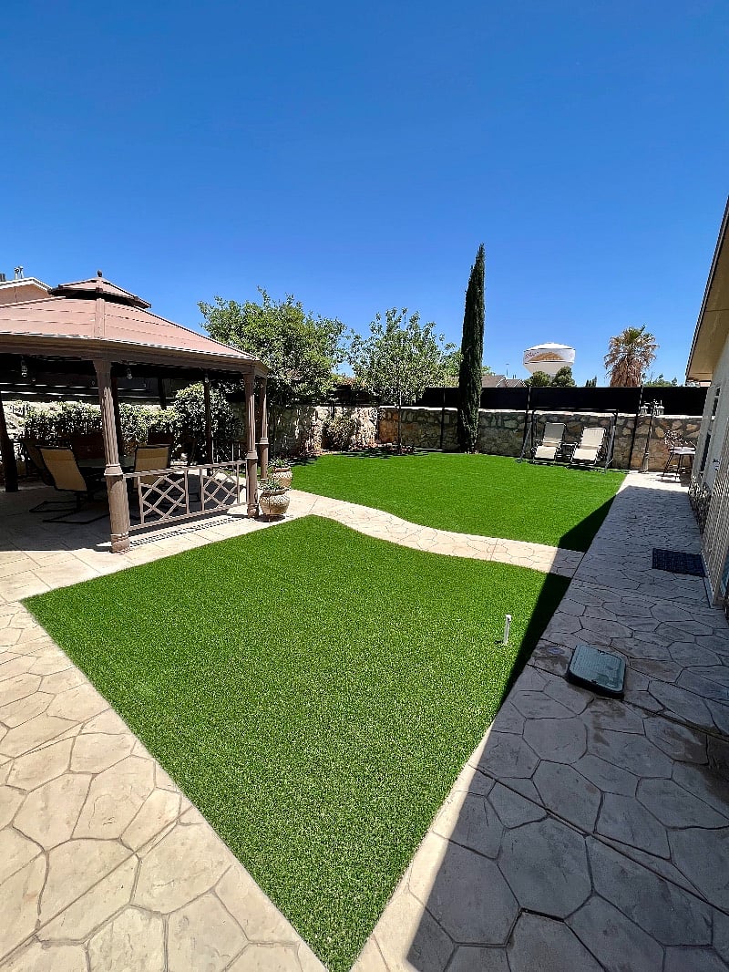 Newly installed artificial turf