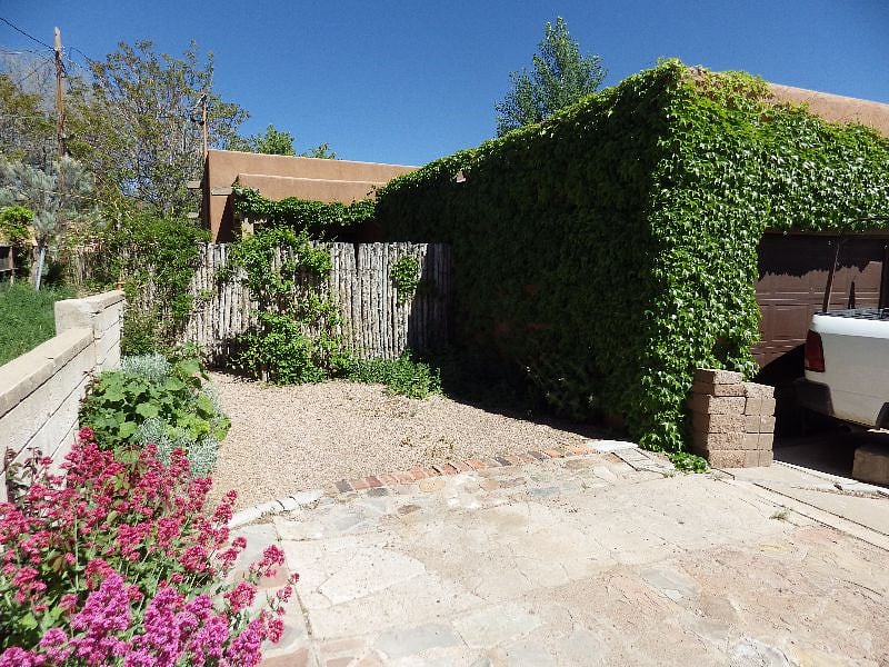 Front parking space with privacy fence