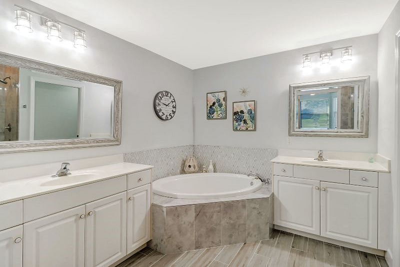 Newly remodeled master bath.