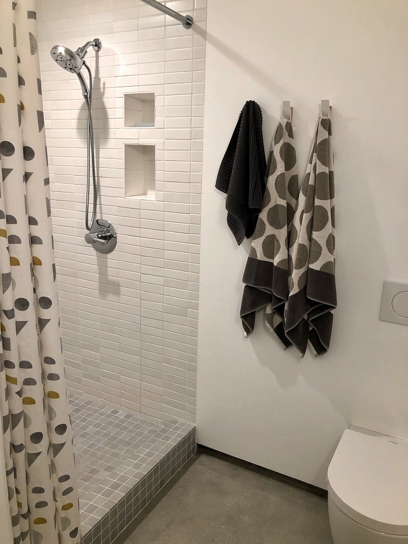 Roomy shower with excellent water pressure and on-demand hot water. Towels and washcloths provided.